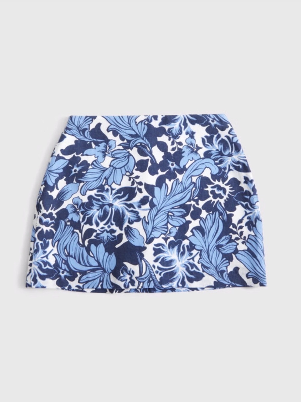The A&F Scarlet Curve Love Linen-Blend Mini Skort - XXL - Blue Floral